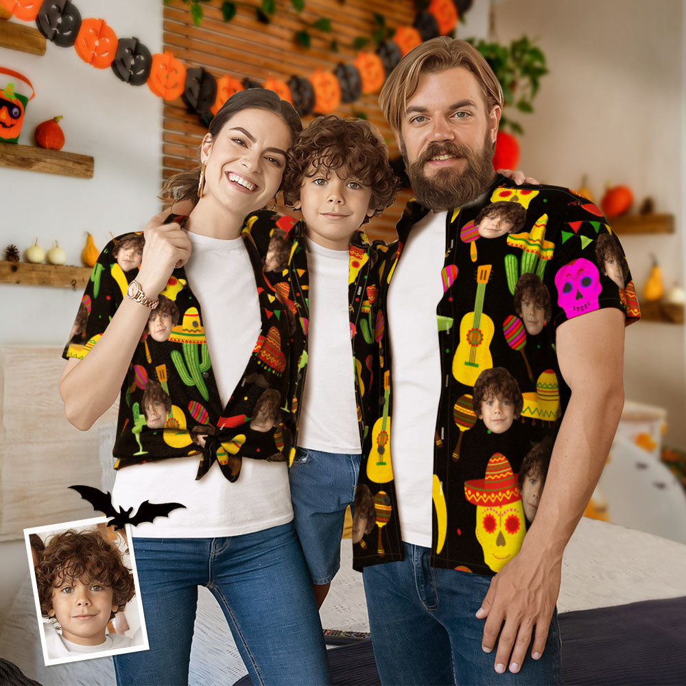 Custom Face Family Matching Hawaiian Outfit Halloween Party Parent-child Wears