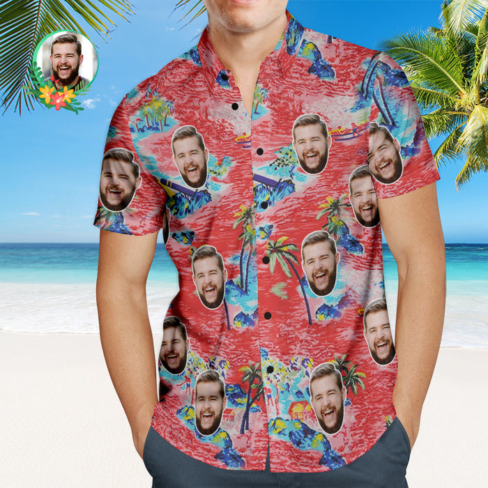 Custom Face Hawaiian Shirt Beautiful Scenery Personalized Shirt with Your Face