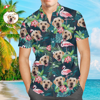 Aghaidh ar Léinte Léine Haváis Saincheaptha le Duilleoga Aghaidhe &amp; Léinte Flamingo Dúin