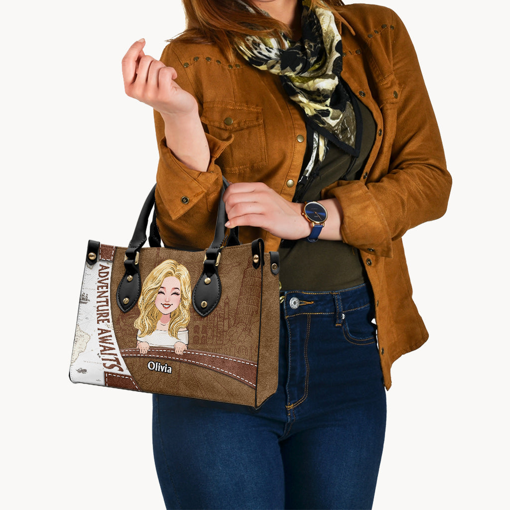 Adventure Awaits - Personalized Travelling Leather Handbag