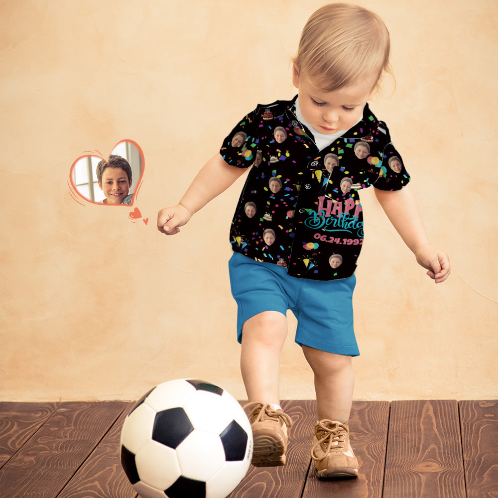 Léine Haváíais Custom Face Kid Bronntanas Breithlá Shona Léine Gearr Muinchille Shona