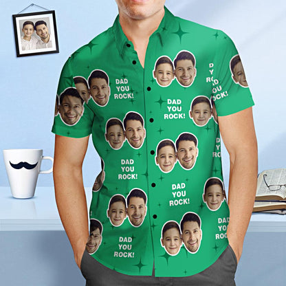 Custom Face Hawaiian Shirt Dad You Rock Personalized Father's Day Shirt Gift for Dad