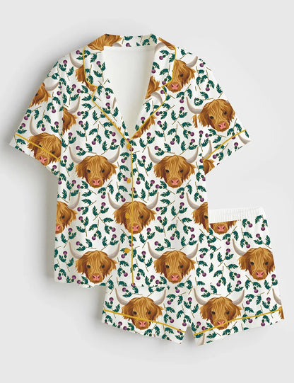 Women’s Highland And Thistle Short Sleeve Satin Pajama Set