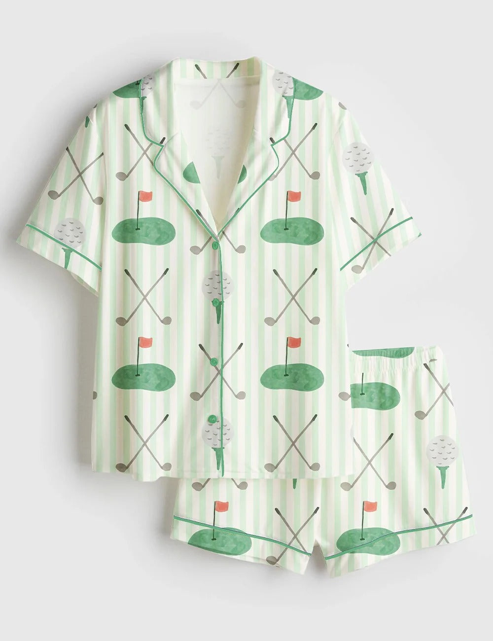 Women’s Augusta Masters Golf Tournament Golf Print Short Sleeve Satin Pajama Set