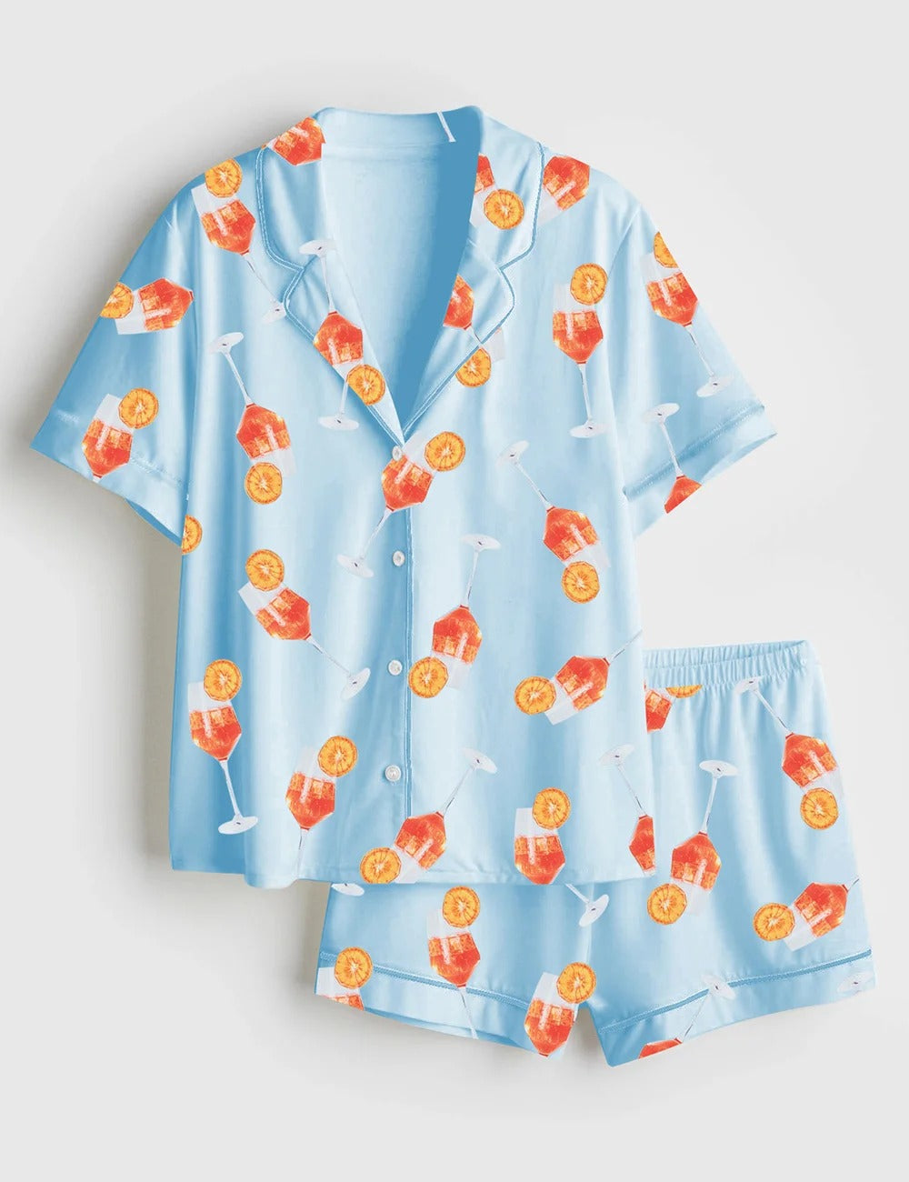 Women’s Aperol Spritz Cocktail Short Sleeve Satin Pajama Set