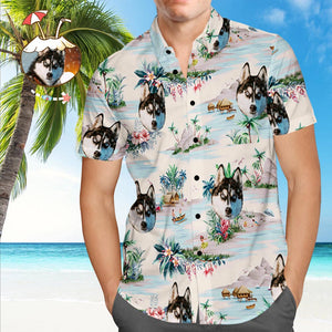 Custom Dog Face Hawaiian Shirt Custom Tropical Shirts Men's All Over Print Hawaiian Shirt