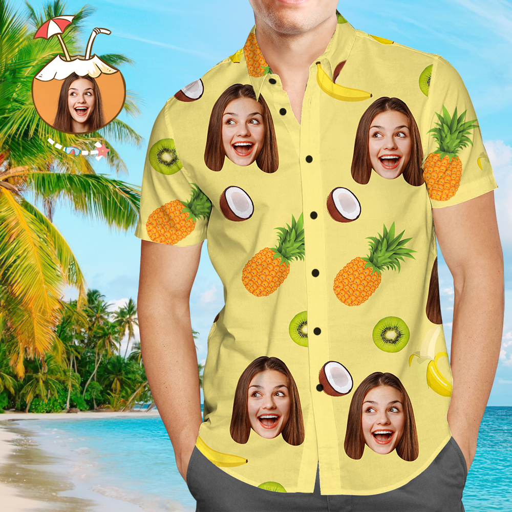 Léinte Haváís Saincheaptha Greannmhar Pineapple Pearsantaithe Aloha Beach Shirt For Men