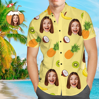 Léinte Haváís Saincheaptha Greannmhar Pineapple Pearsantaithe Aloha Beach Shirt For Men