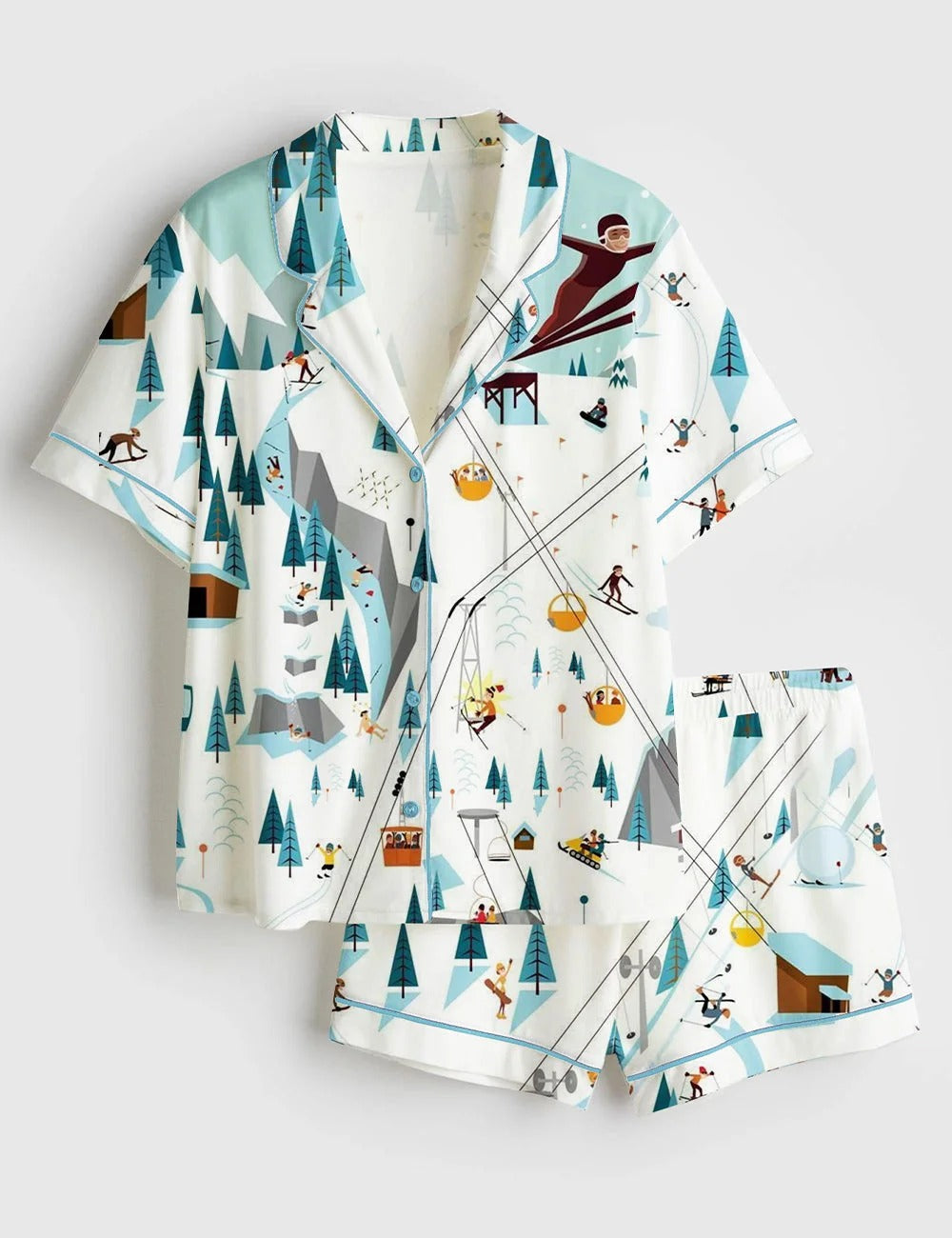 Women's Apre?s Ski Short Sleeve Satin Pajama Set