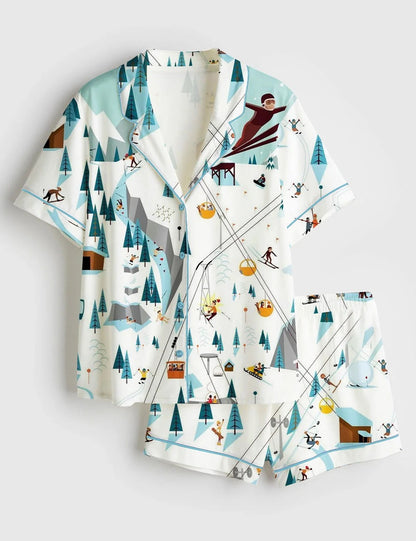 Women's Apre?s Ski Short Sleeve Satin Pajama Set