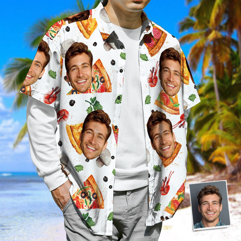 Léine Aghaidh Chustaim Pizza agus Mionta Duilleoga Léine Haváís Samhraidh Unisex