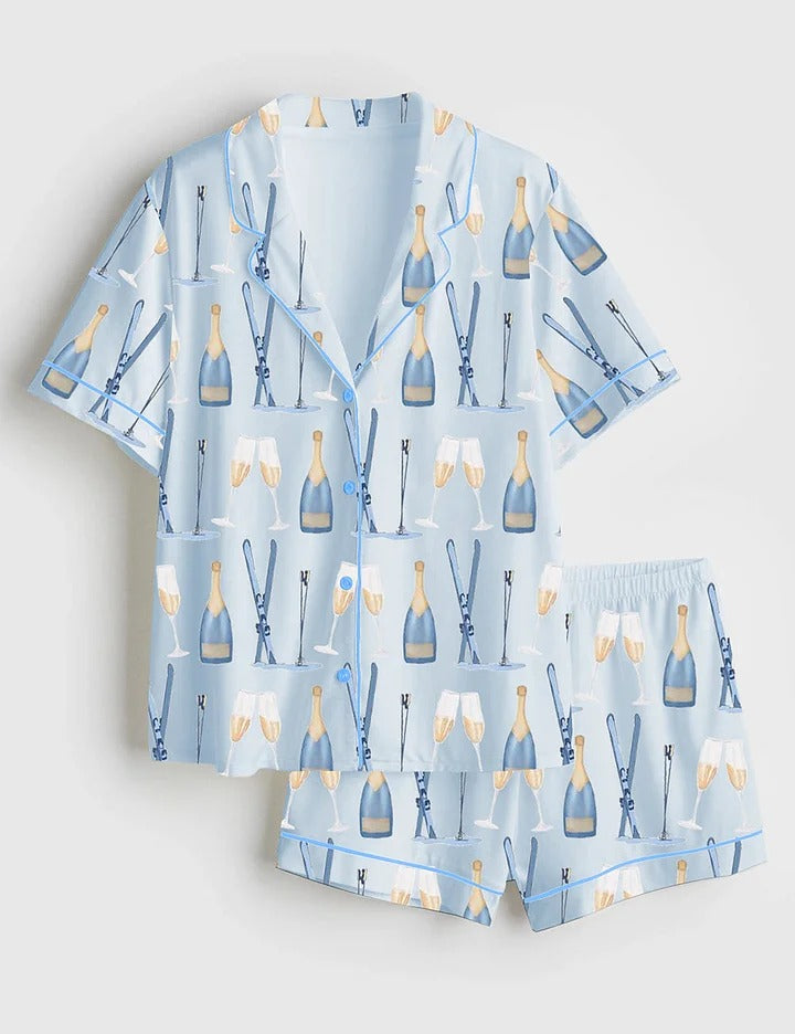 Women's Apre?s Ski Champagne Satin Pajama Set