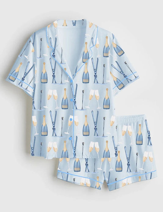 Women's Apre?s Ski Champagne Satin Pajama Set
