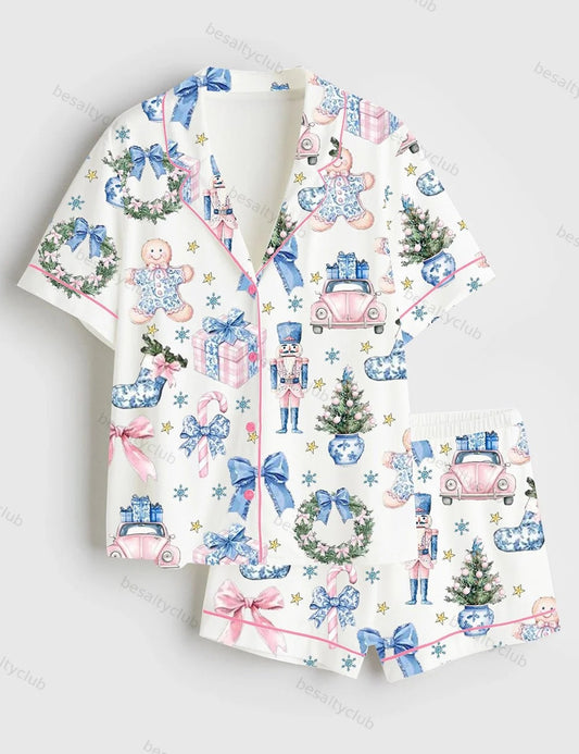 Coquette Chinoiserie Christmas Satin Pajama Set