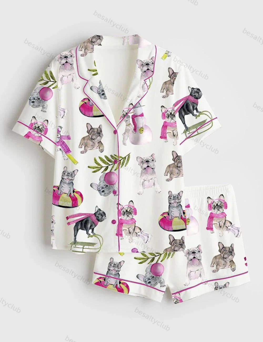 Christmas Skiing French Bulldog Pajama Set
