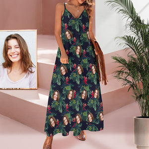 Custom Face Sling Hawaiian Style Long Dress Bromelia