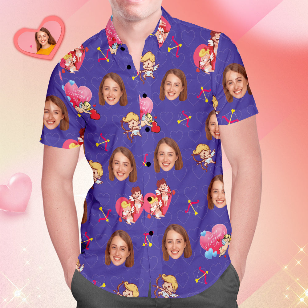 Custom Face Hawaiian Shirt All Over Print Men's Shirt Cupid