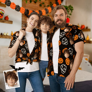 Custom Face Family Matching Hawaiian Outfit Funny Pumpkins Matching Hawaii Shirts