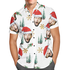 Custom Face Personalized Christmas Hawaiian Shirt Your Face With Santa Hat