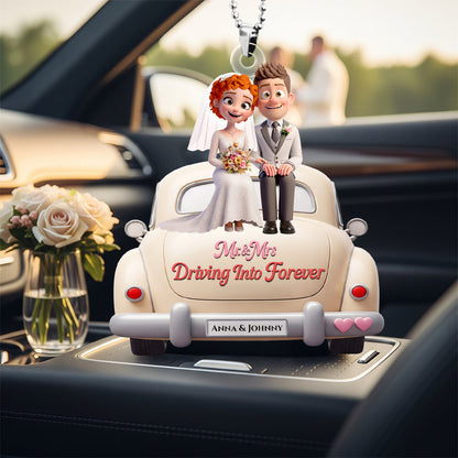 Bride & Groom Car Ornament Personalized Gifts For Couple