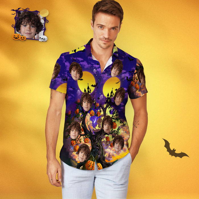 Men's Custom Face Halloween Style Personalized Hawaiian Shirt