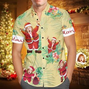 Custom Face Personalized Christmas Hawaiian Shirt Merry Christmas Santa Claus Holiday Gifts