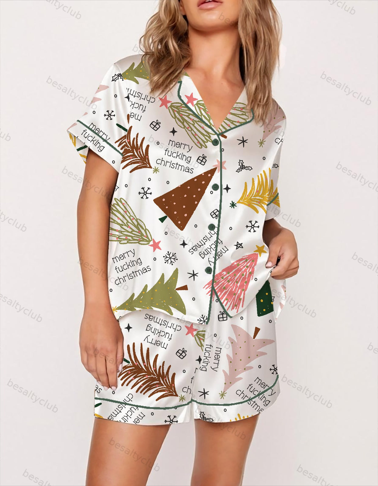 Funny Rude Christmas Satin Pajama Set