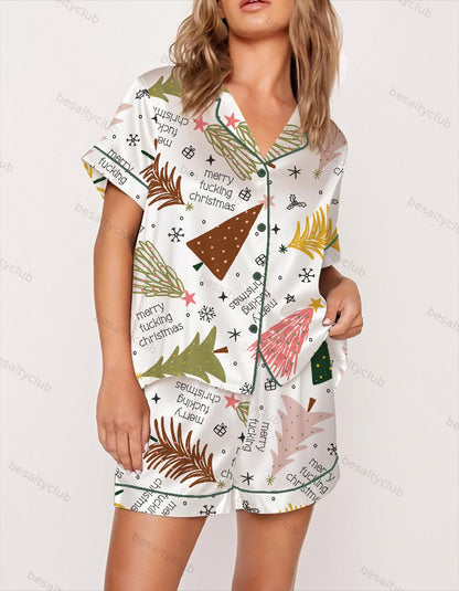 Funny Rude Christmas Satin Pajama Set