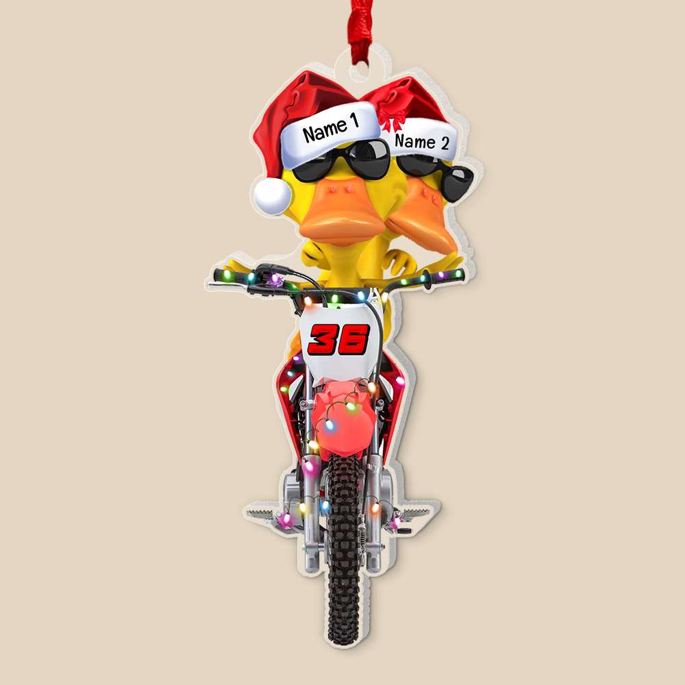 Gift For Motocross Lovers, Personalized Ornament, Motocross Duck Ornament, Christmas Gift
