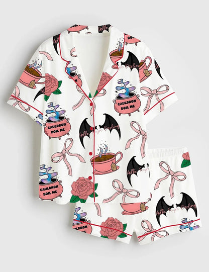 Women's Coquette Acotar Short Sleeve Satin Pajama Set