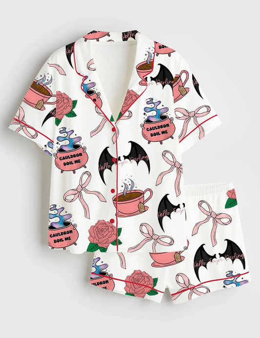 Women's Coquette Acotar Short Sleeve Satin Pajama Set