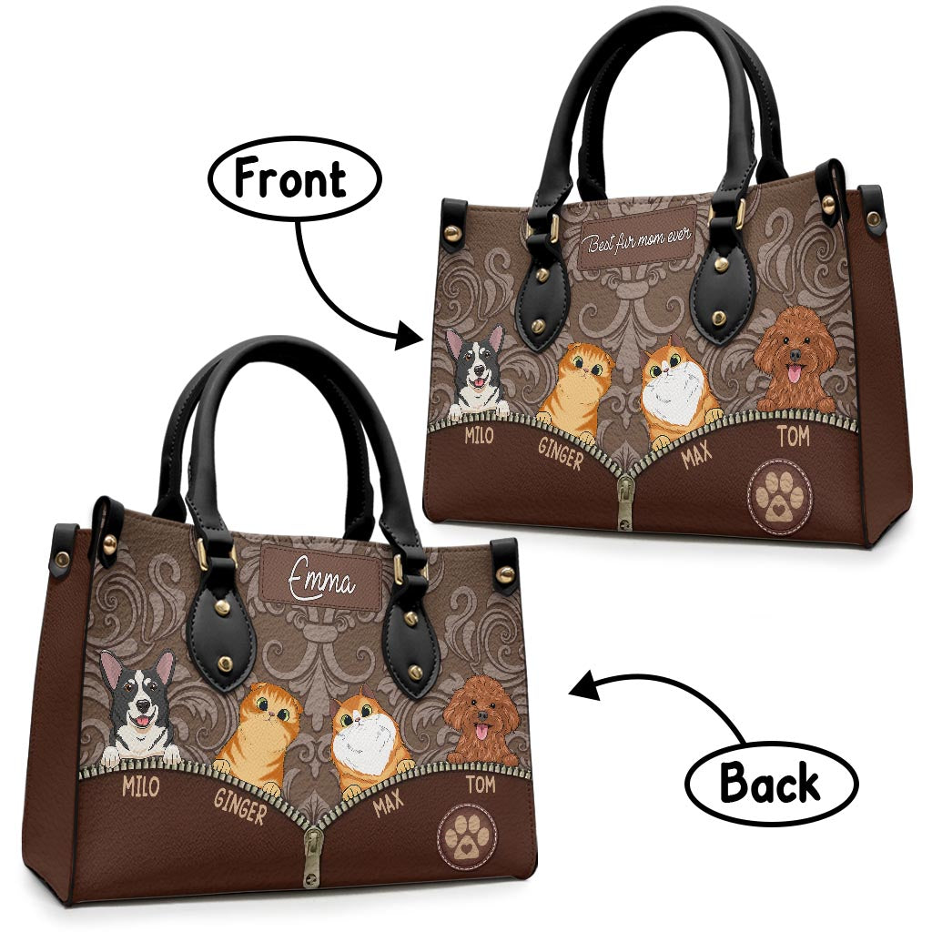 Best Dog Mom Ever - Gift for mom, mom, dog lover, cat lover - Personalized Leather Handbag