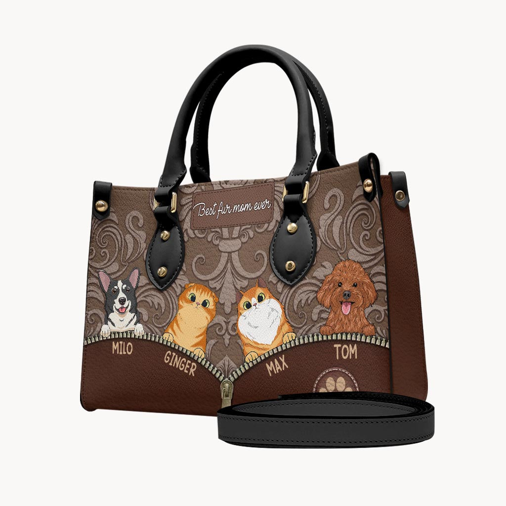 Best Dog Mom Ever - Gift for mom, mom, dog lover, cat lover - Personalized Leather Handbag