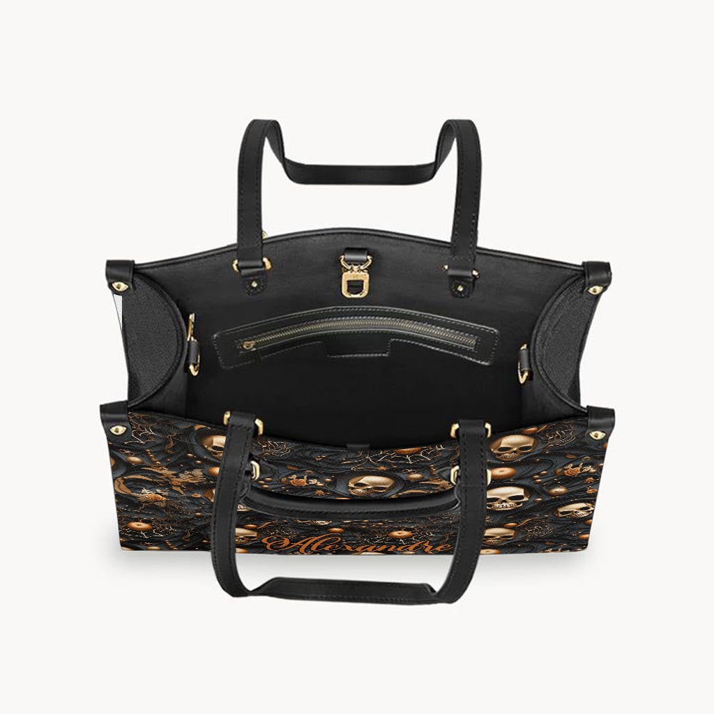 Gold Skull - Personalized Skull Leather Handbag