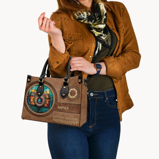 Just A Girl Who Loves Photography - Personalized Photography Leather Handbag