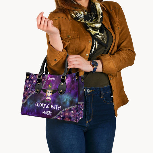 Cooking With Magic - Personalized Witch Leather Handbag