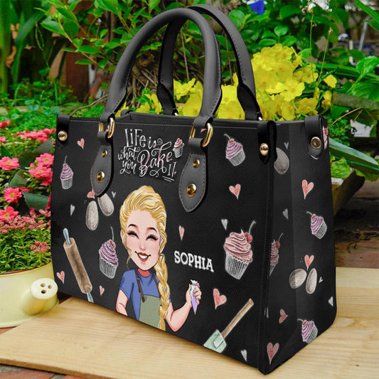 Life Is What You Bake It - Personalized Baking Leather Handbag