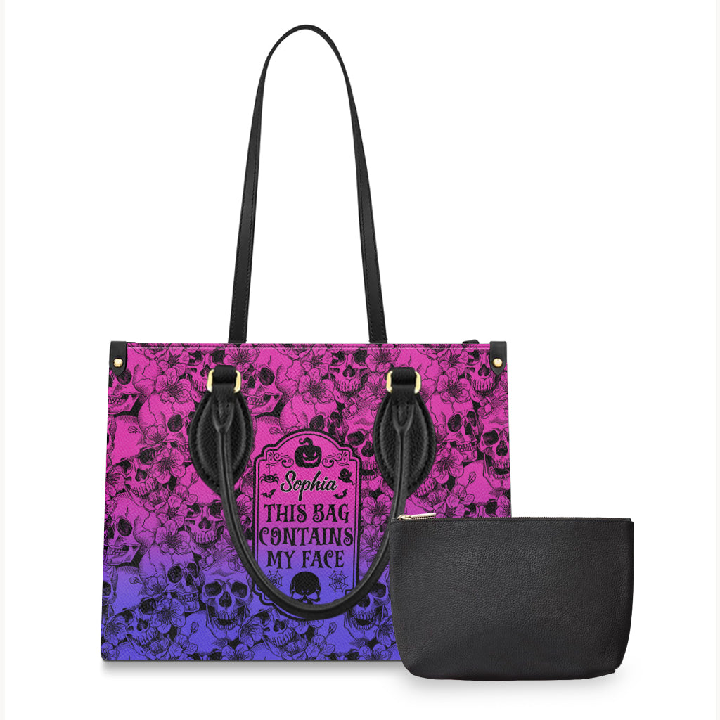 This Bag Contains My Face - Personalized Skull Leather Handbag