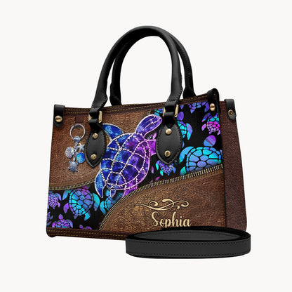 Salty Lil' Beach - Personalized Turtle Leather Handbag