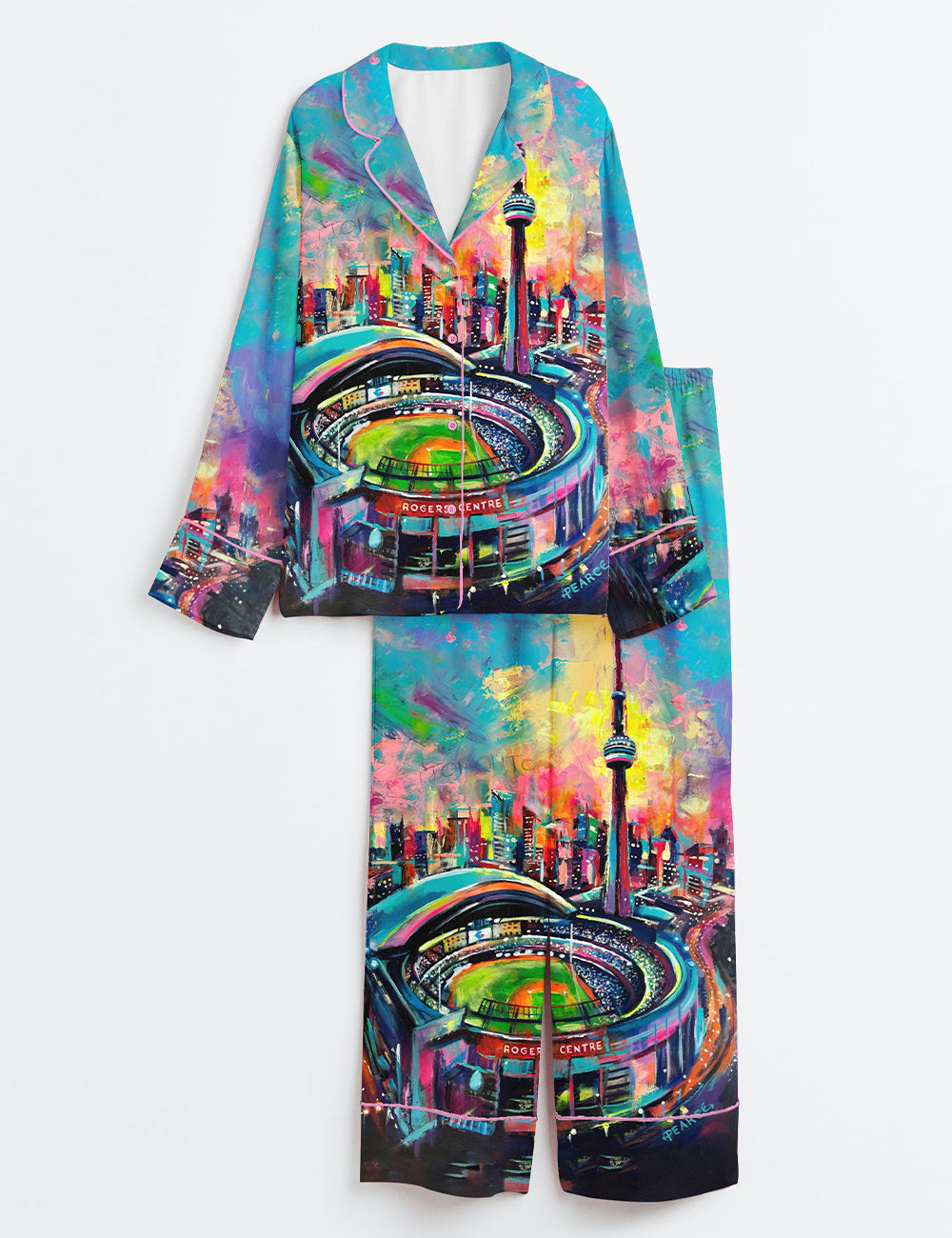 Women’s Go Jays Go Toronto Baseball World Series Long Sleeve Satin Pajama Set