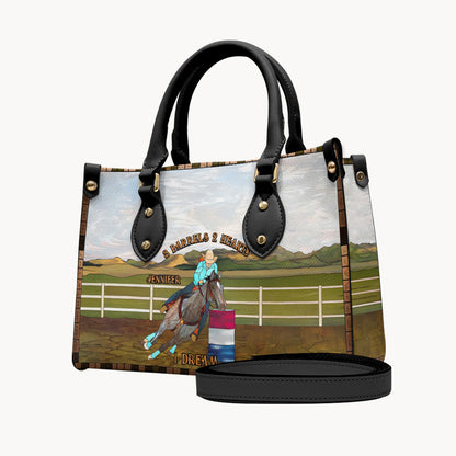 3 Barrels 2 Hearts 1 Dream - Personalized Horse Leather Handbag
