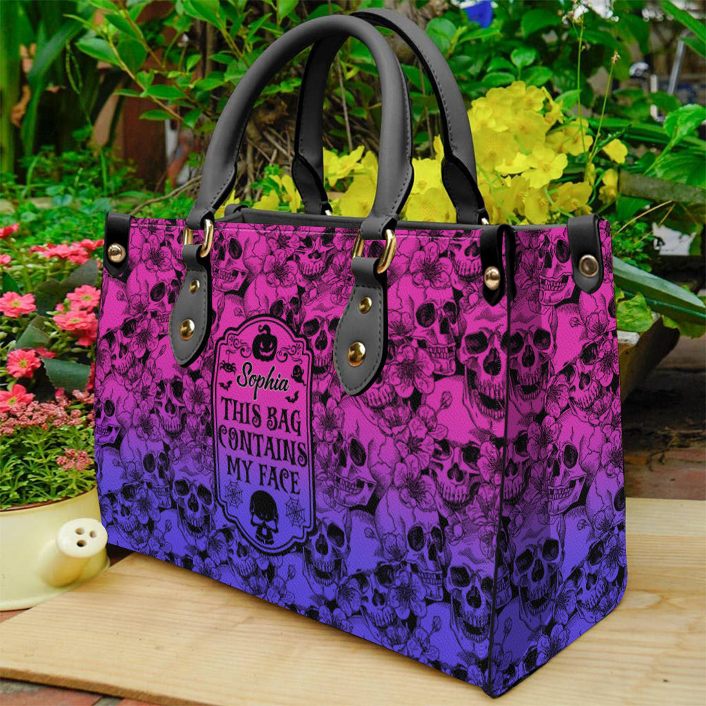 This Bag Contains My Face - Personalized Skull Leather Handbag