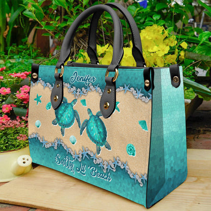 Salty Lil' Beach - Personalized Turtle Leather Handbag