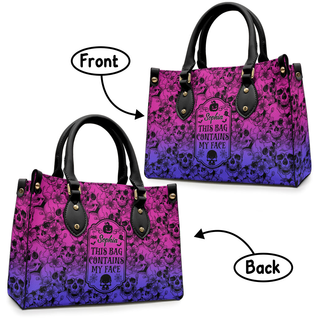 This Bag Contains My Face - Personalized Skull Leather Handbag