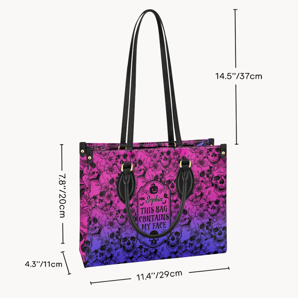This Bag Contains My Face - Personalized Skull Leather Handbag