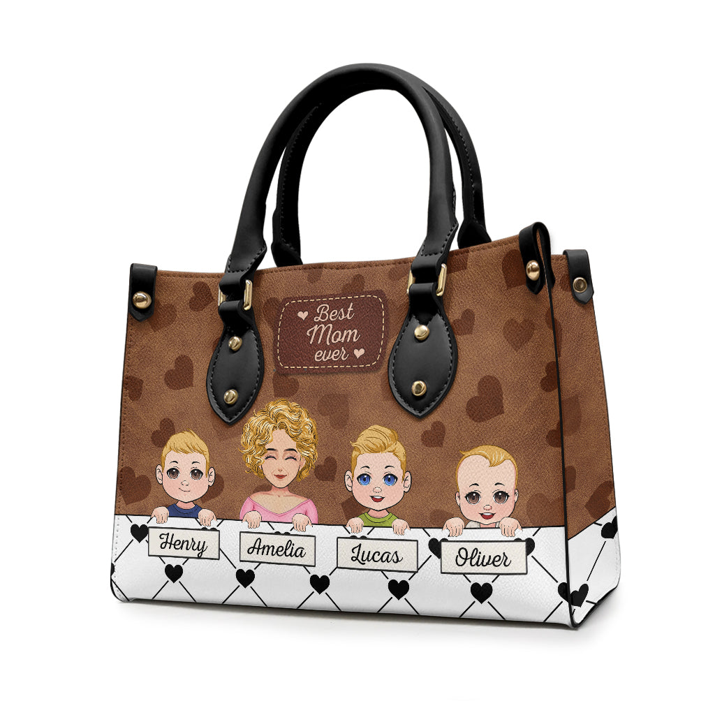Best Grandma Ever - Gift for grandma, mom, aunt - Personalized Leather Handbag