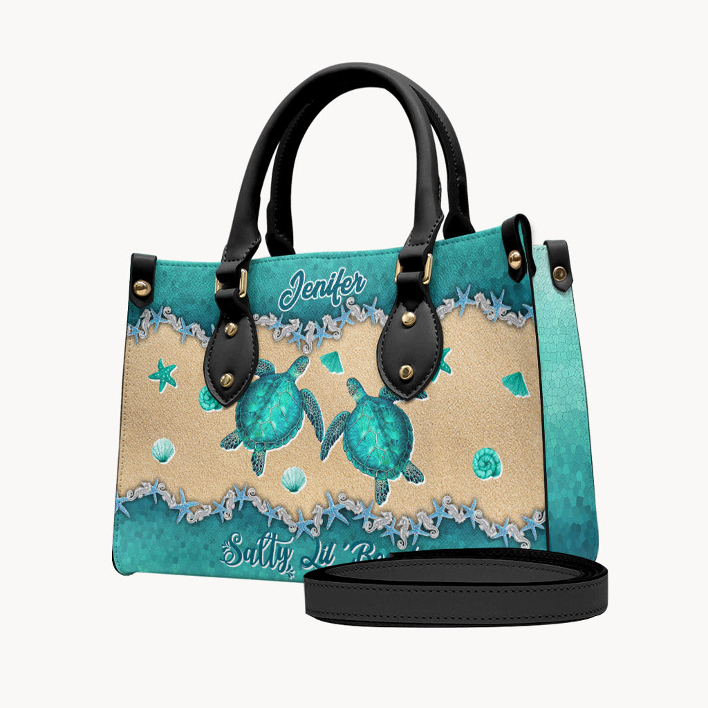 Salty Lil' Beach - Personalized Turtle Leather Handbag