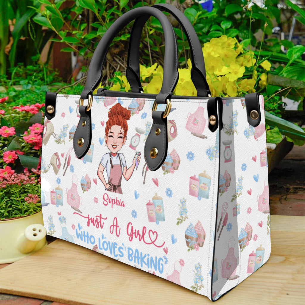 Just A Girl Who Loves Baking - Personalized Baking Leather Handbag