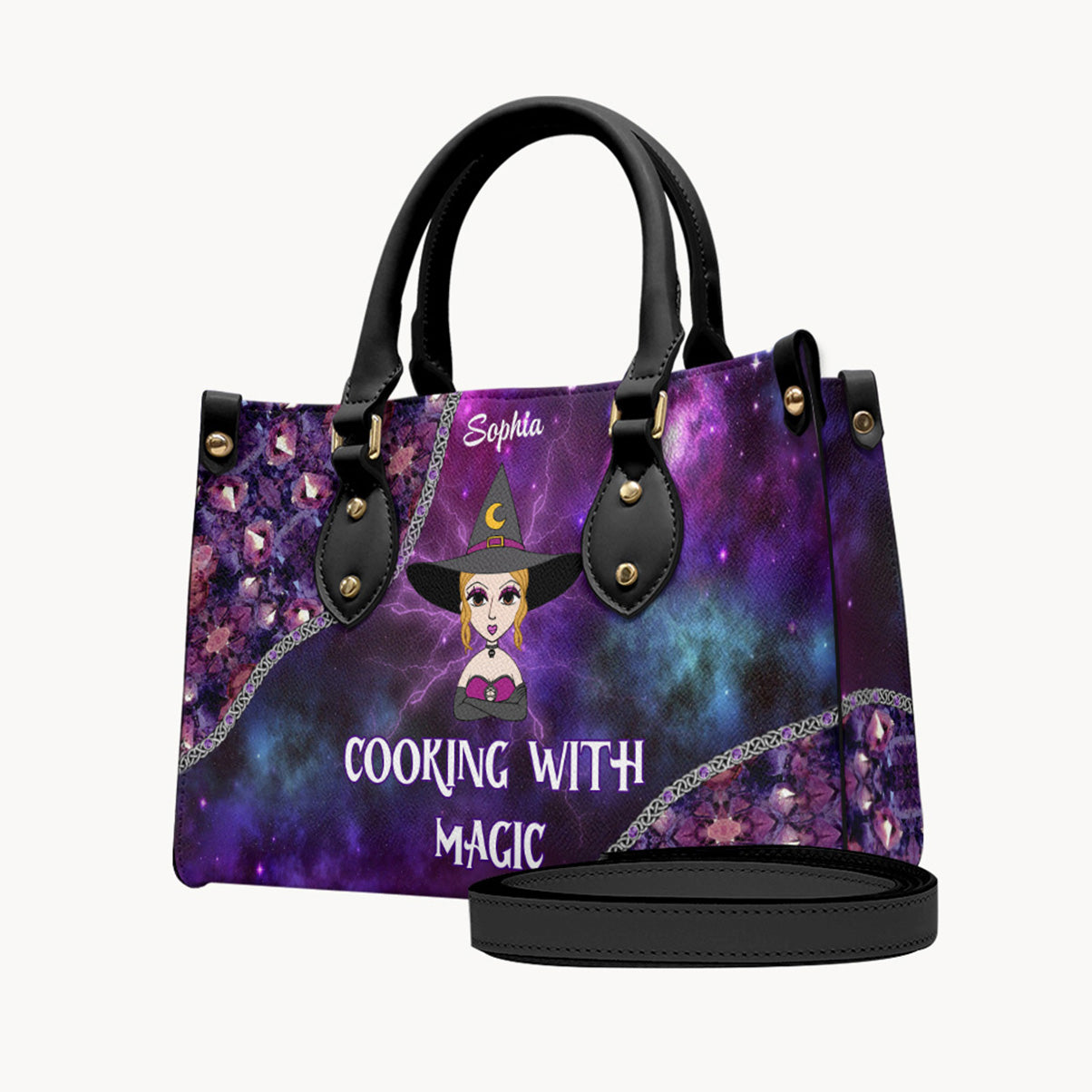 Cooking With Magic - Personalized Witch Leather Handbag