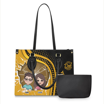 Best Dad Ever - Personalized Father Leather Handbag